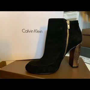 Black Suede Calvin Klein Ankle Booties